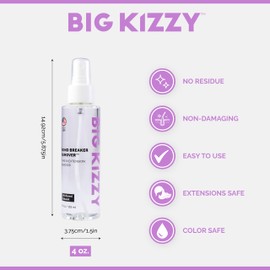 Big Kizzy Oil Tape in Extension Remover and Residue Remover - Gentle and Efficient removal for human hair tape in extensions and lace front wigs - Bond Breaker, 4oz