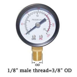 Joywayus Pressure Gauge 0 to 300 PSI Brass 1/8" Male NPT Thread Lower Mount, Multiple Function