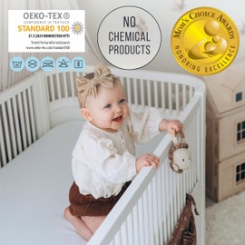 Bisoo Fitted Sheet Extra Bed Waterproof 50 x 80 / 50 x 83 cm - Fitted Sheet Mattress Protector 100% Cotton Jersey Oeko-Tex - Compatible Chicco Next2me Kinderkraft Maxi Cosi - 1 Piece White