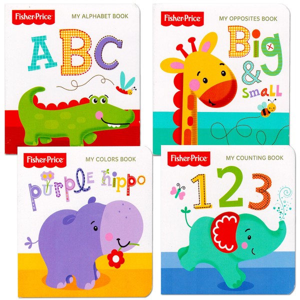 Fisher-Price "My First Books Set of 4 Baby Toddler Board Books (ABC Book, Colors Book, Numbers Book, Opposites Book)