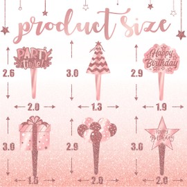 48 PCS Pink Rose Gold Cupcake Toppers – Perfect for Rose Gold Party Decorations, Birthday Themes, and Elegant Celebrations