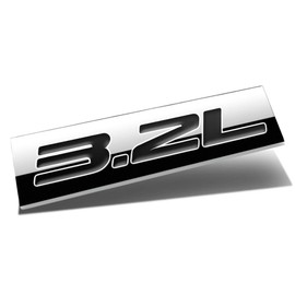 Auto Dynasty Chrome Finish Metal Emblem 3.2L Badge, (Black Letter)