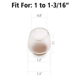 Anwenk 16Pack Chair Leg Floor Protectors for 1 to 1-3/16 Inch Chair Legs,Round Silicone Chair Leg Caps Chair Leg Tip,Transparent Clear