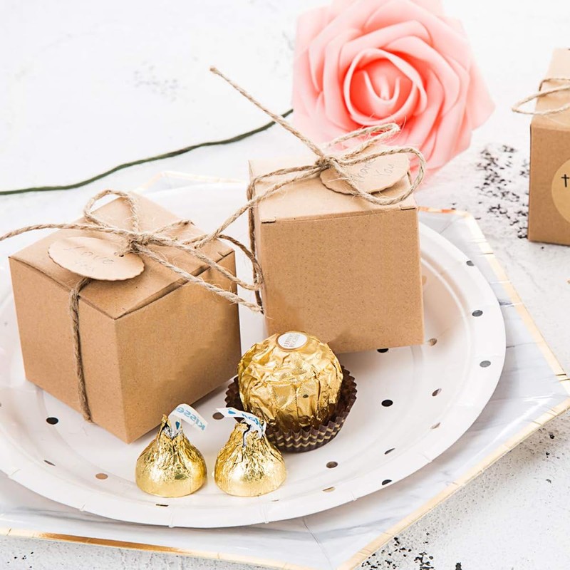 100PCS DIY Gift Box Kraft Paper Favor Boxes - 5x5x5cm