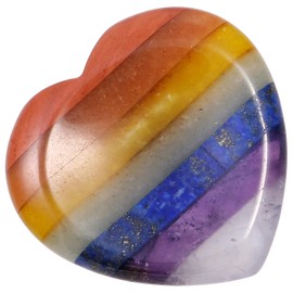 Nupuyai 7 Chakra Heart Thumb Worry Stone, Healing Crystal Pocket Palm Stone for Anxiety Stress Relief Reiki Therapy