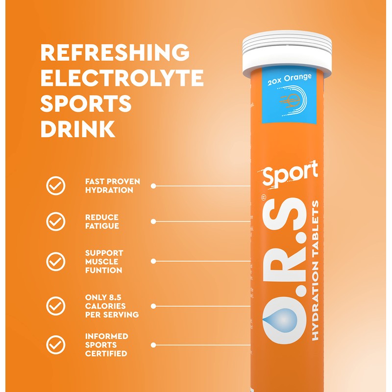 O.R.S Sport Hydration Tablets with Electrolytes, Vegan, Gluten and Lactose