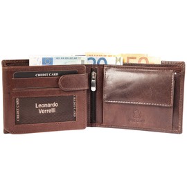 LEONARDO VERRELLI 3000301 Men's Genuine Leather Wallet 12.5 x 10 cm, brown, coin purse