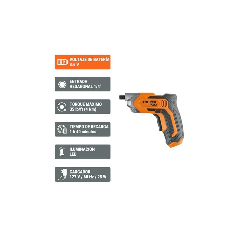 Truper DESI-36, Destornillador inalámbrico 3.6 V