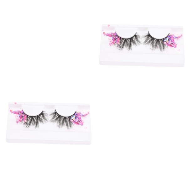 Mikinona 2 Pairs Long False Lashes Fluorescence Eyelash Extensions Glittery
