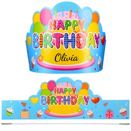 Yunsailing 36 Pcs Happy Birthday Crowns for Kids Paper Birthday Hat Crowns for Classroom Gifts Kids' Party(Blue)