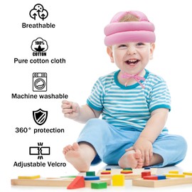 Baby Protective Caps Infant Helmet for Crawling Walking and Playing Soft Cushion, Adjust Toddler Head Protector Safety Head Guard 1-2 Years Old (Pink)