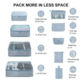 OSDUE Travel Packing Cubes, 9pcs Suitcase Organizer Set, Luggage Organiser Waterproof Suitcase Essential Bag, Packing Cubes for Suitcase Travel Accessories