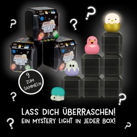 MegaLight Blind Box Mini Night Lights for Children, Mystery Box, Random Figures, 1 out of 9 to Collect, 4 Different Light Colours, Infinitely Dimmable, with Pendant, Eggy's Mystery Lights