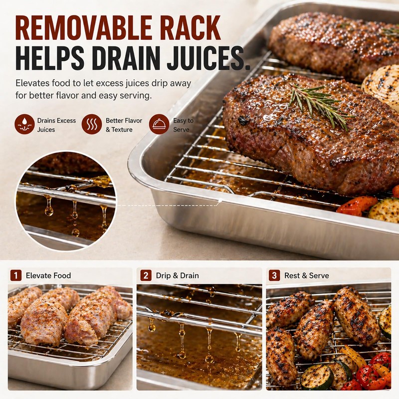 QURAS Grill Prep & Serve Tray Set with Lids, 5-Piece
