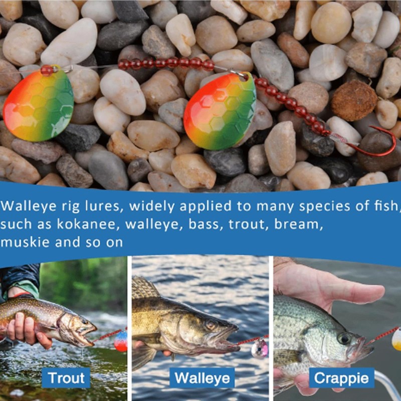 JSHANMEI 10 Pack Walleye Rigs Fishing Lures Walleye Spinner Rig