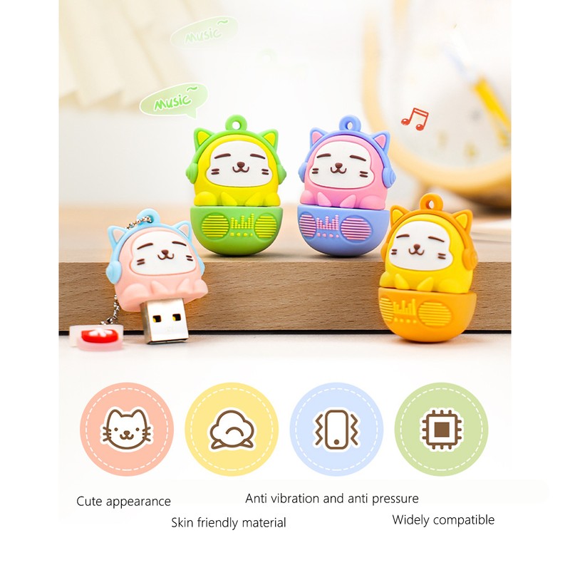 Cartoon Flash Drive PVC USB2.0 Cat Pattern Plug and Play