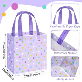 Sweetude 16 Pcs Pastel Gift Bags Pastel Dots Gift Bag with Handles Rainbow Party Favors Non Woven Reusable Tote for Women Wedding Birthday Baby Shower Mothers Day Party Decorations