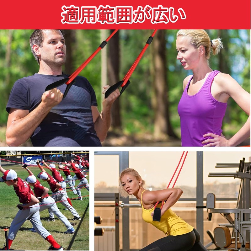 トレーニングチューブ レジスタンスバンド 筋トレ ストレッチバンド 高弾性トレーニングチューブセット ゴムチューブ チューブ 室内練習 (レッド)