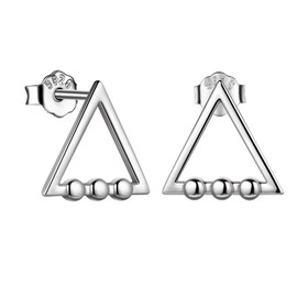 Women's Men's Earrings David Geometric Triangle Geometric Hexagon Celtic Triskele Stud Earrings in Sterling Silver / Black Tone 18 Carat Gold-Plated Unisex Stud Earrings, Sterling Silver
