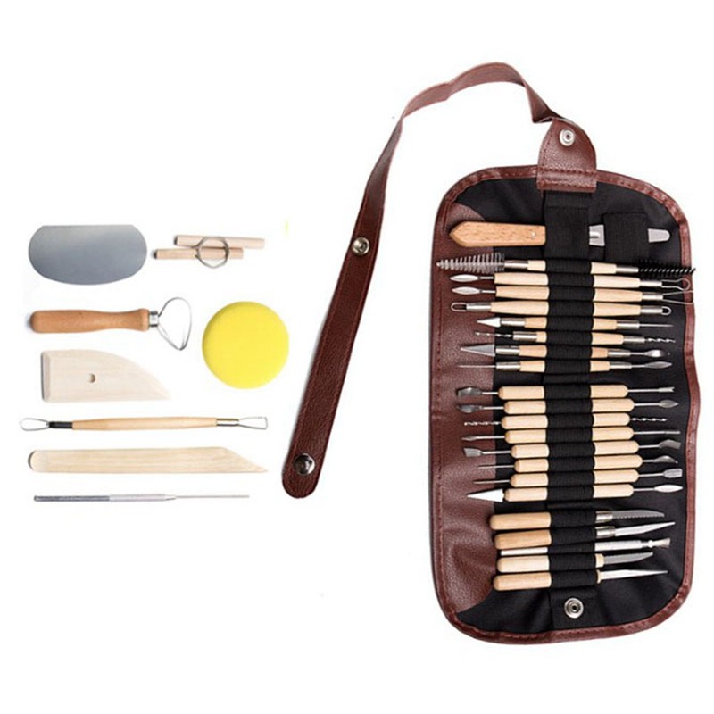 30Pcs Sculpting Tool Pottery Clay Double Ended Wooden Handle Ceramic