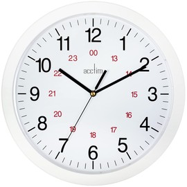 Acctim Metro 12" Wall Clock Quartz 12/24 Hour Dial Easy Read Numbers White 30cm 21162