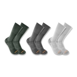 Carhartt Men's SC8023M Midweight Cotton-Tencel™ Comfort Crew Sock 3-Pack Large Assorted