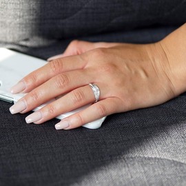 Materia Women's Feather Rings 925 Silver – Silver Ring Natural Leaf Feathers Filigree Size 51 54 57 59 in Ring Box, Silver