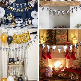 10 Feet Black Striped Banner Pirate Banner Decoration Mother's Day Supplies Pirate Party Garland Black and White Triangle Garland Flags for Birthday Party Nursery Graduation Classroom Decor 15 Pcs