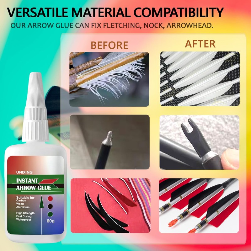 60gX 2 Instant Arrow Glue, Clear Fast-Curing Fletching Adhesive for