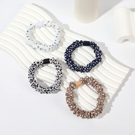 Hair Ties Silk Satin Scrunchies - Small Mini Thin Elestics Ponytail Holder Hair Bands Skinny Scrunchy For Thick Curl Hair No Crease Hair Ties Soft Accessories No Hurt Your Hair for Women and Girls (Bright series)