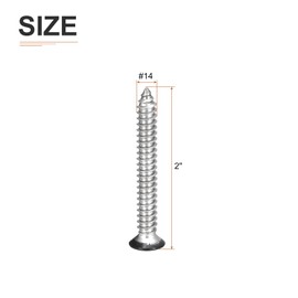 DTGN 50Pcs #14x2 Flat Head Wood Screws, 304 Stainless Steel Black Phillips Self Tapping Screws - Good for Woodworking, Furniture - Black