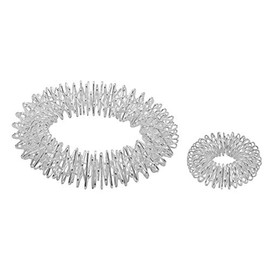 CHI-ENTERPRISE - Premium Massage Ring Set for Wrist and Finger | Anti-Stress Bracelet and Ring Set | Acupressure Ring - Anxiety Ring | Contents: 1x Bracelet (Silver) + 1x Ring (Silver/Small)