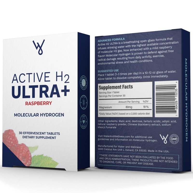 Active H2 Ultra+ Hydrogen Water Tablet, Natural Raspberry. Optimize Health,