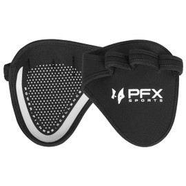 PFX Weightlifting Grip Pads | Anti-Slip Gym Grip Pads for Fitness Weightlifting Powerlifting Strength Training | Neoprene Weight Training Pads Alternative to Weightlifting Gloves (4 Loop, Black/White)