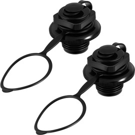 Soaoo 4 Pcs Inflatable Boat Air Valve Inflatable Boat Replacement Spiral Air Plugs One Way Inflation Replacement Screw for Raft Kayak Canoe Airbed Dinghy Pool, 20 Mm, Black