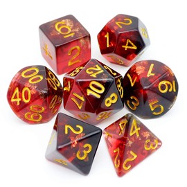 Haxtec DND Dice Set 7PCS Polyhedral D&D Dice for Roleplaying Dice Games as Dungeons and Dragons (Black Red Gold Foil)