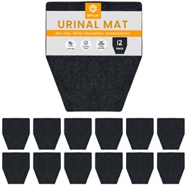 SAVUK Urinal Mats Non-Slip Non-Adhesive Water Absroption Bathroom, Restaurant, Gym, Restroom Toilet Floor Pad for Men and Women Hexagon Shaped Dark Gray Commercial Splash (12 PACK)