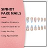 SINHOT Almond Press on Nails Medium - 3D Flower Fake