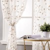 MIULEE 2 Panels Brown Leaves Embroidered Sheer Window Curtains Beautiful