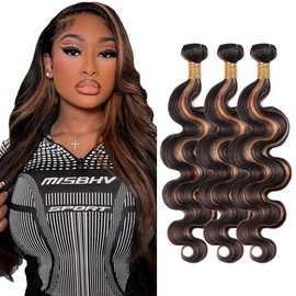 Highlight P1B30 Human Hair Bundles Borwn Body Wave 3 Bundles 24 26 28 inch Ombre Human Hair Bundle 2 Tone Black and Brown Bundle