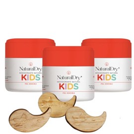 NaturalDry - Pack de 3 desodorantes Kids para niños y niñas con piel sensible - Formato crema en tarro - Aroma Naranja - Incluye 3 aplicadores - SIN B