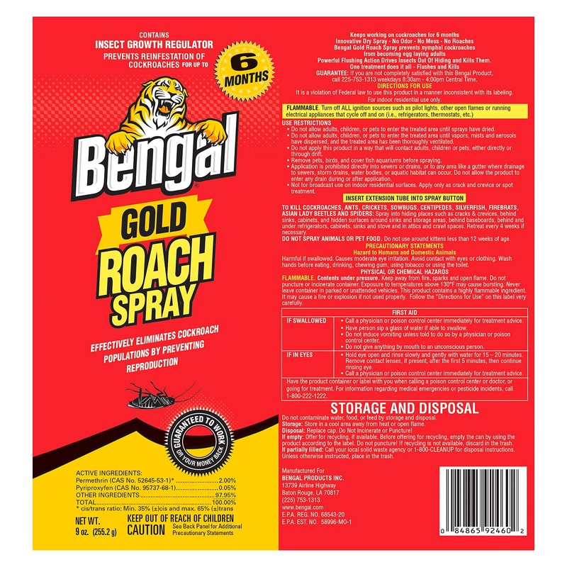 Bengal Gold Roach Spray – Bug Spray for 6 Months