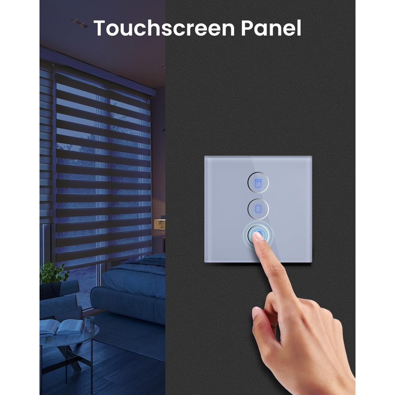 HEUXGIR Smart Roller Shutter Switch, 86 mm WiFi Blind Switch