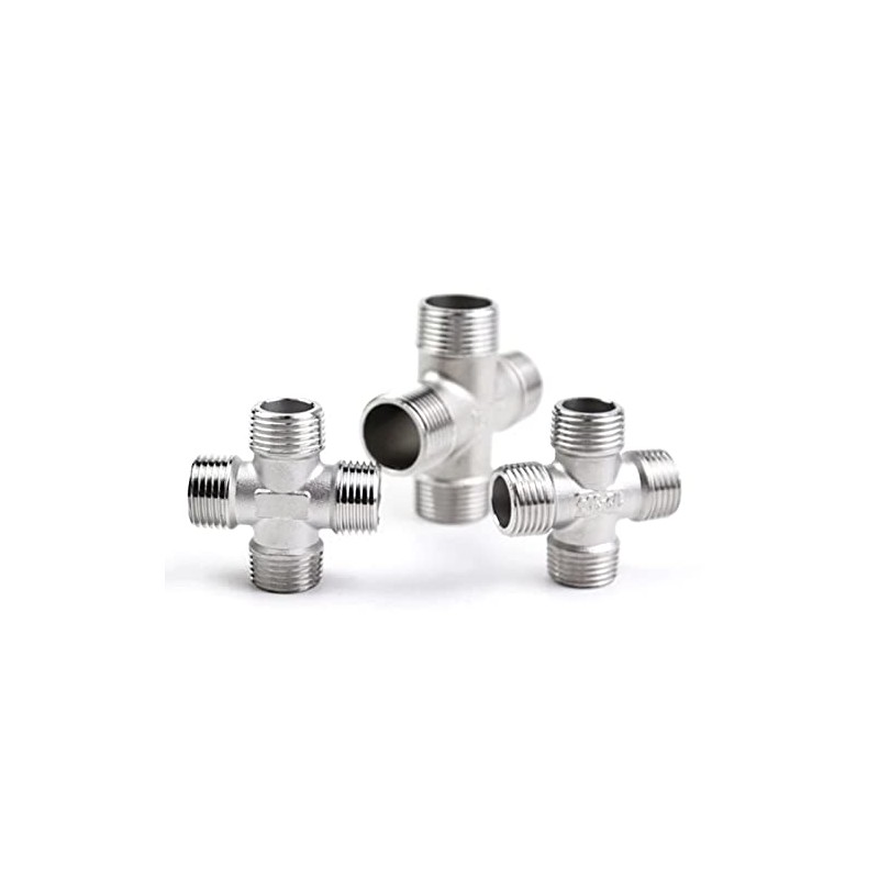 Beduan Cross 1/2" Male NPT Cast Pipe Fitting, 4 Way