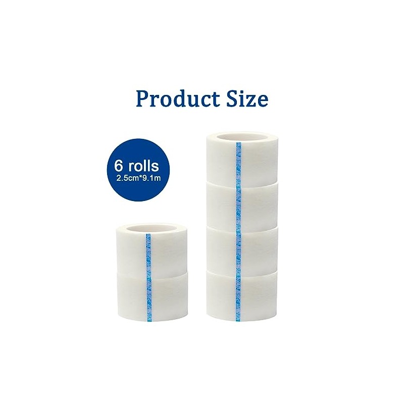 6 Rolls Micropore Tape 2.5cm x 9.1m Medical Tape