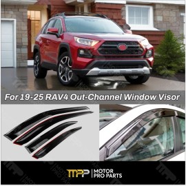 Fit 19-25 Toyota RAV4 Out-Channel Window Visors Rain Guard Shade Wind Deflectors