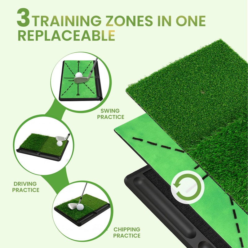 NEWCARE Golf Hitting Mat with Curved Ball Tray, 3-in-1 Golf