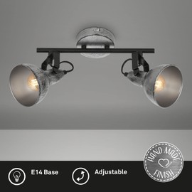 BRILONER - Ceiling Light Vintage Swivelling, E14 Socket, Max. 40 Watt, Ceiling Light, Lamp, Living Room Lamp, Bedroom Lamp, Kitchen Lamp, Ceiling Spotlight, 30.5 x 10 x 18 cm, Antique Silver