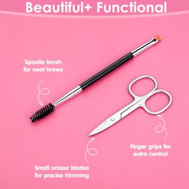 Eyelash Scissors Eyebrow Scissors Lash Scissor Brow Brushes for Eyebrows Eyebrow Brush by Eyelash Stainless Steel Scissor Spoolie Grooming Kit for Women Extensions Shaping Curved Craft