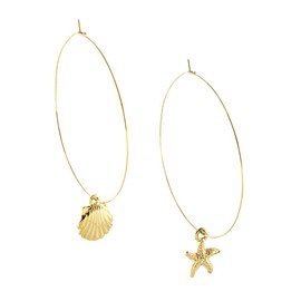 Gold Wire Earrings Shell (Flower Seashell/Starfish (Starfish) [Skin-friendly Nickel Free] (p0215 – Small)